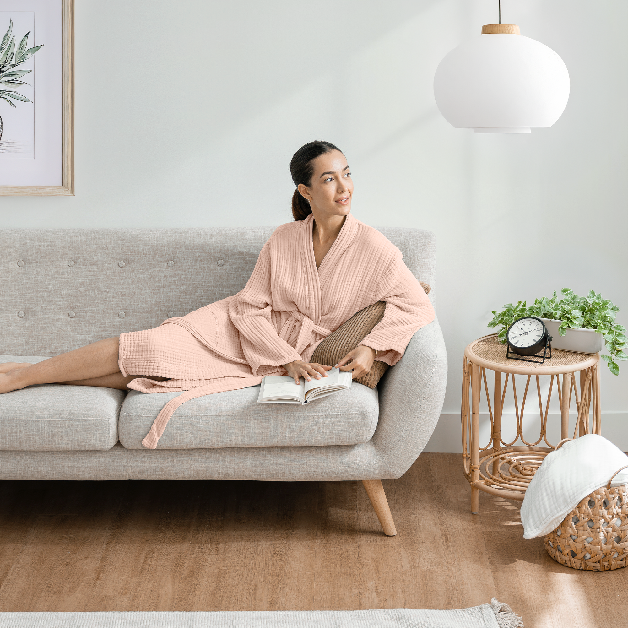 Muslin Bathrobe in Blush