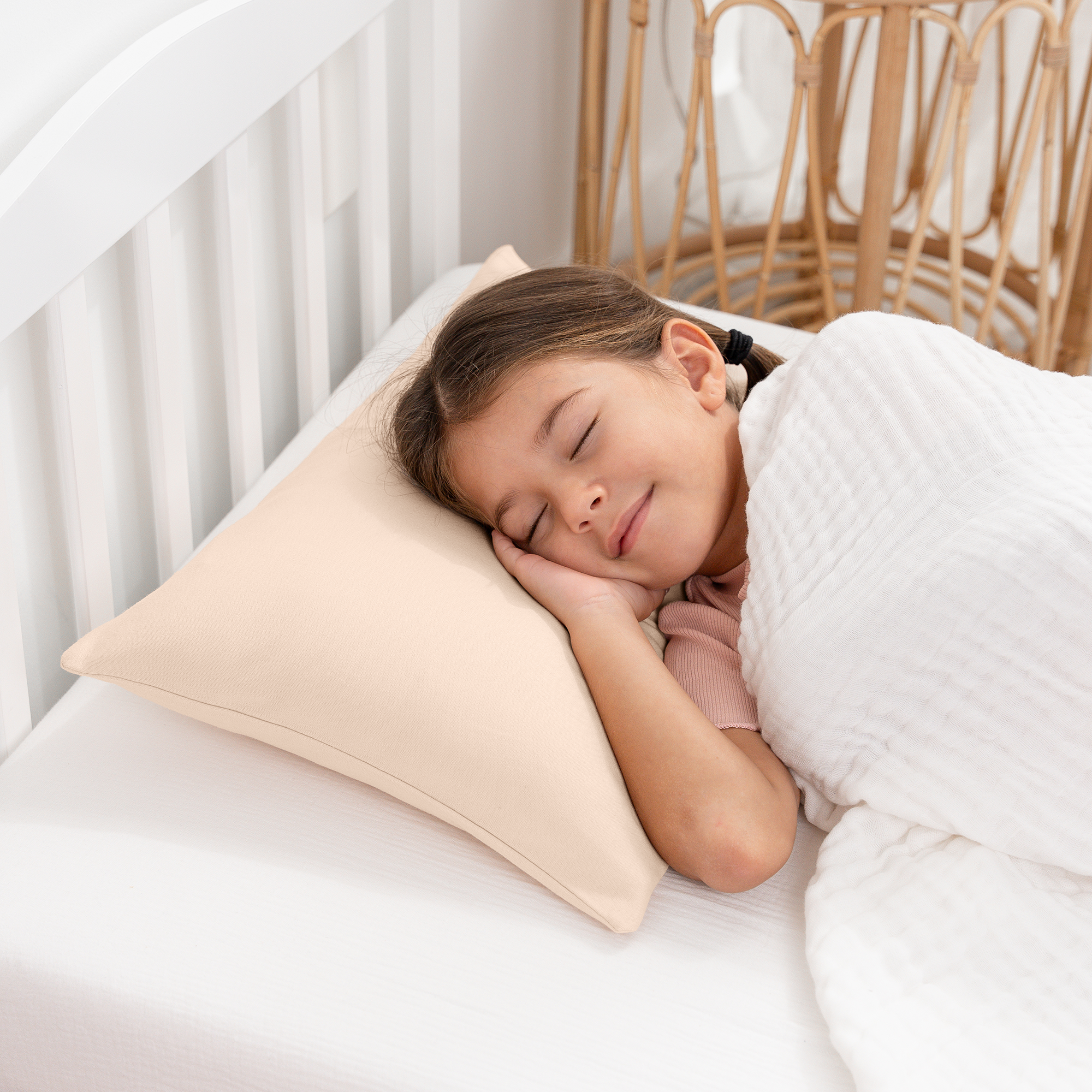 Toddler Pillows with Soft Cotton Pillow Case in Cream