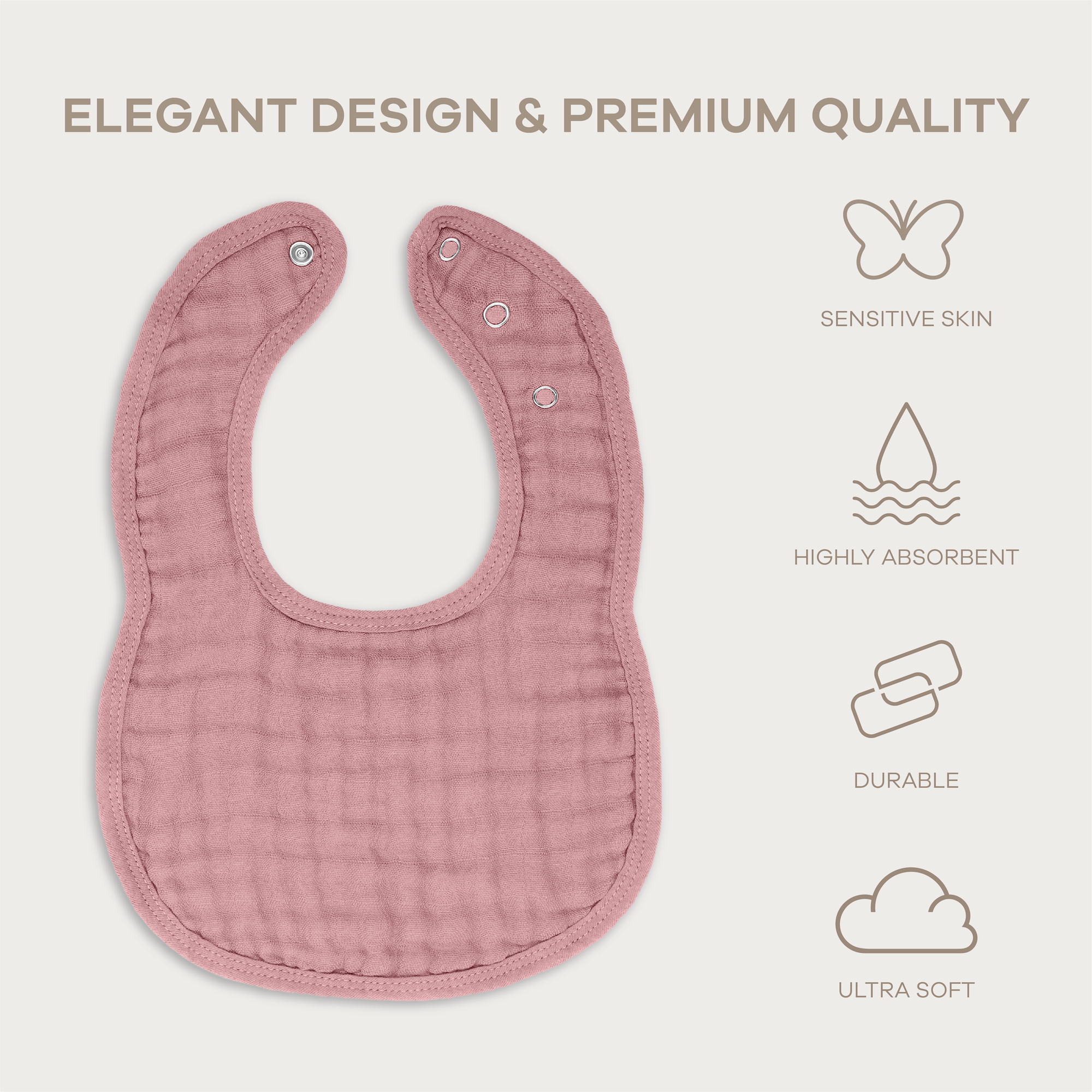 Muslin Bibs in Mauve