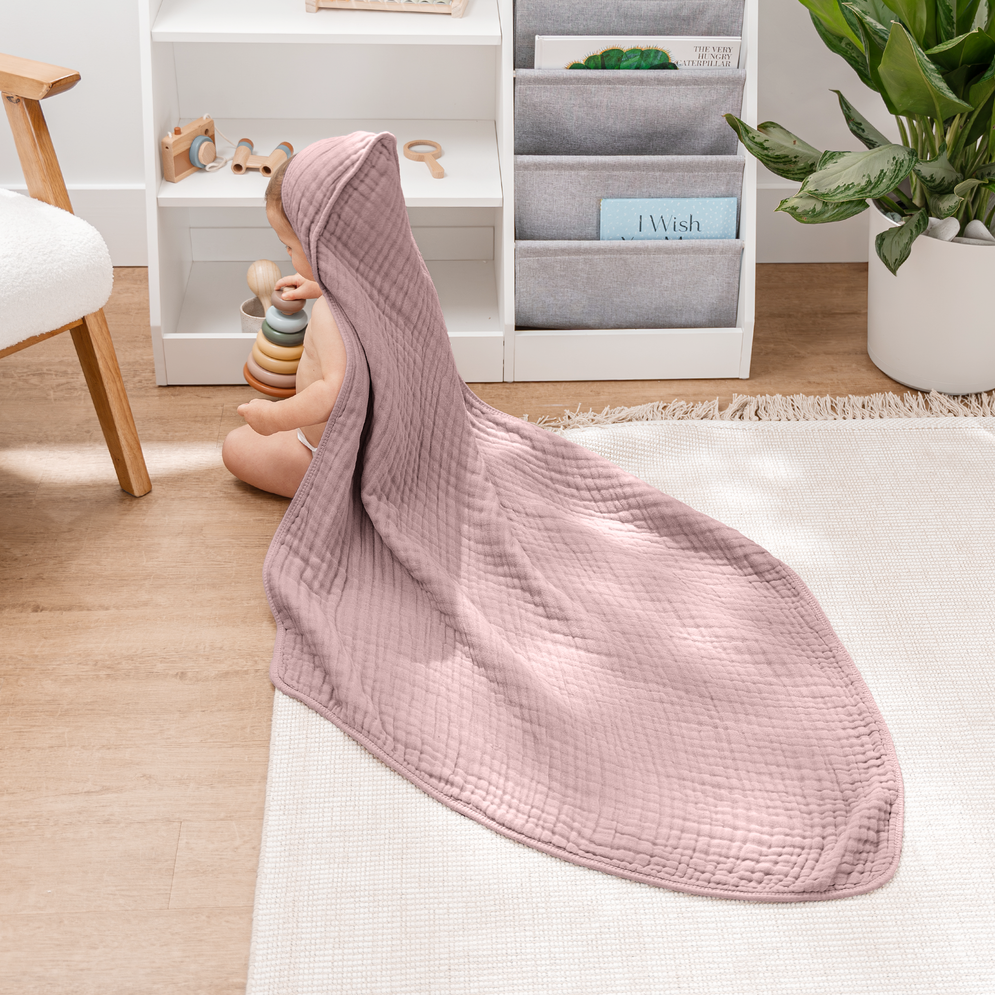 Baby Hooded Towels in Mauve