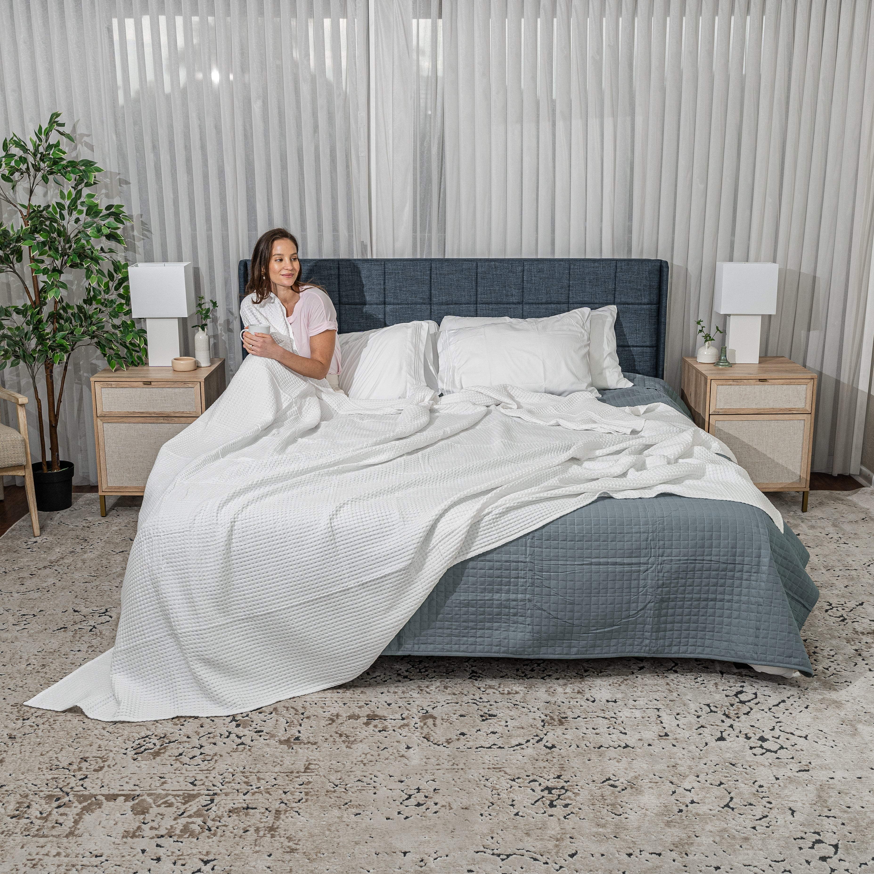 Adult Waffle Blankets in White