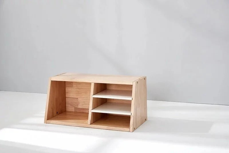 Calla Flip Ladder Jigsaw Storage - Solid Wood, Removable Legs, 3 Shelves MesaSilla USA