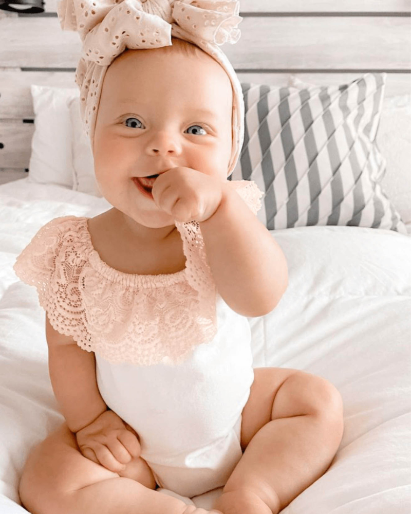 Kenzie Lace Flutter Sleeve Leotard - Vanilla Cream