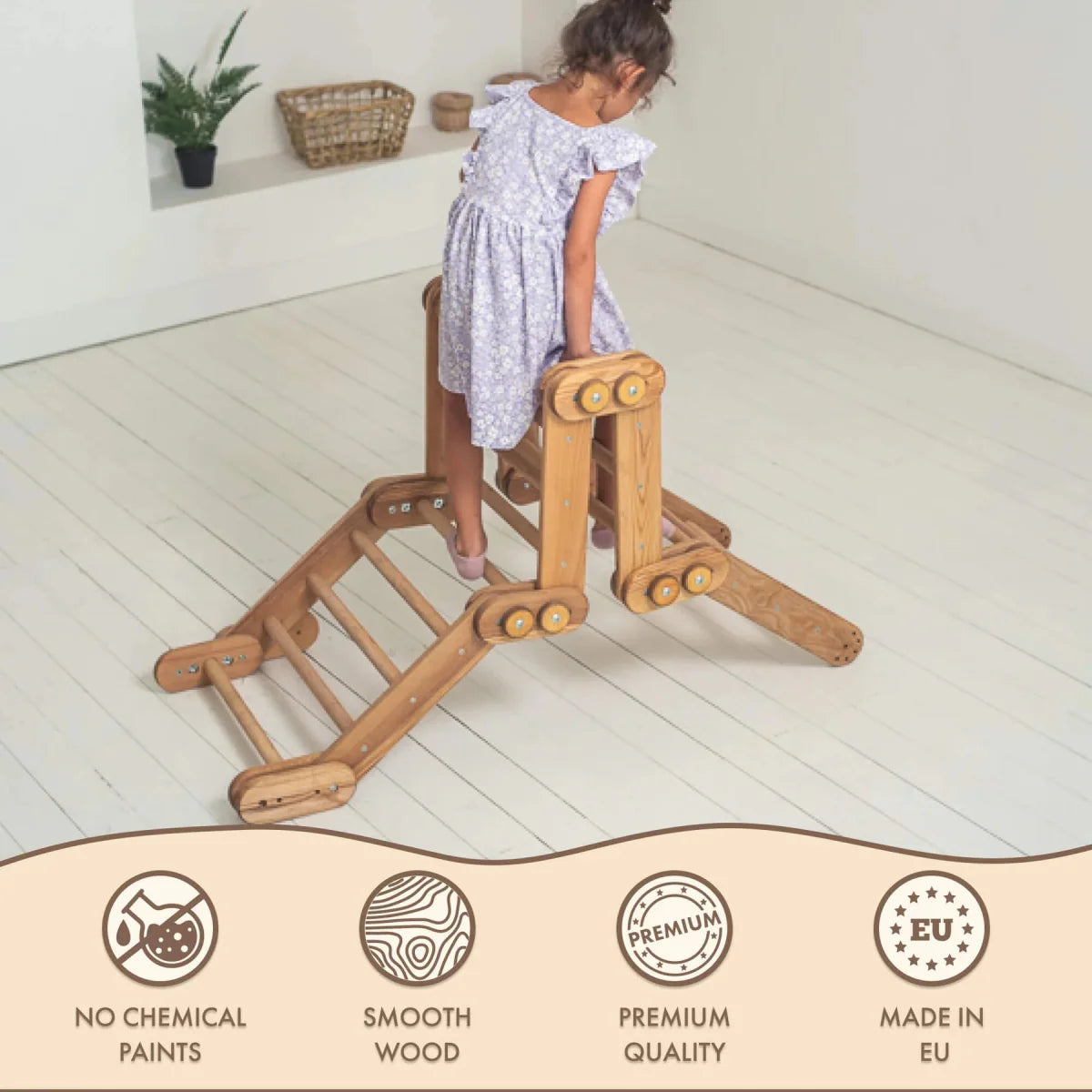 2in1 Montessori Climbing Set: Snake Ladder + Slide Board/Climbing Ramp 2in1 Playsets Goodevas