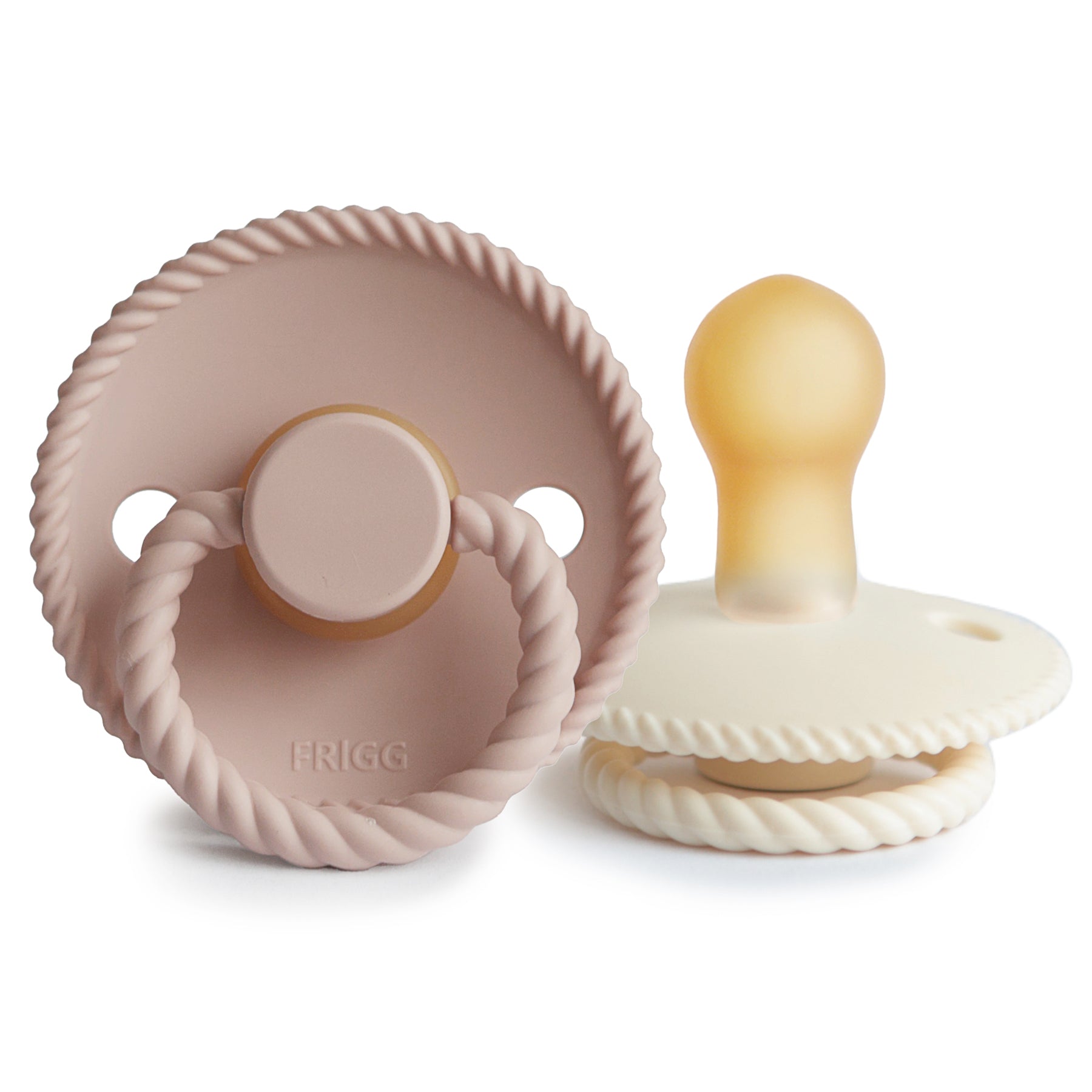 FRIGG Rope Natural Rubber Pacifier 2-Pack FRIGG PACIFIERS Mushie Blush/Cream 0-6 months