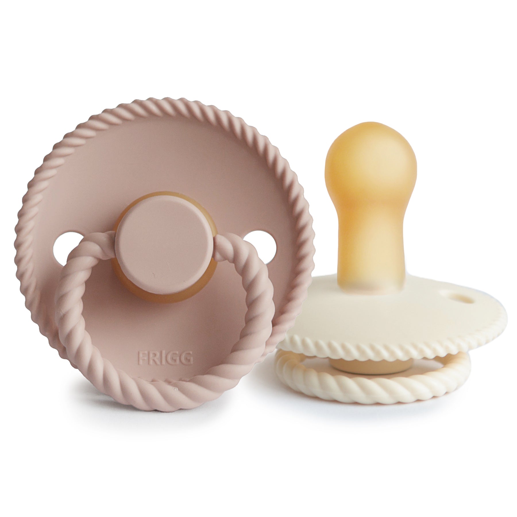 FRIGG Rope Natural Rubber Pacifier 2-Pack FRIGG PACIFIERS Mushie Blush/Cream 6-18 months