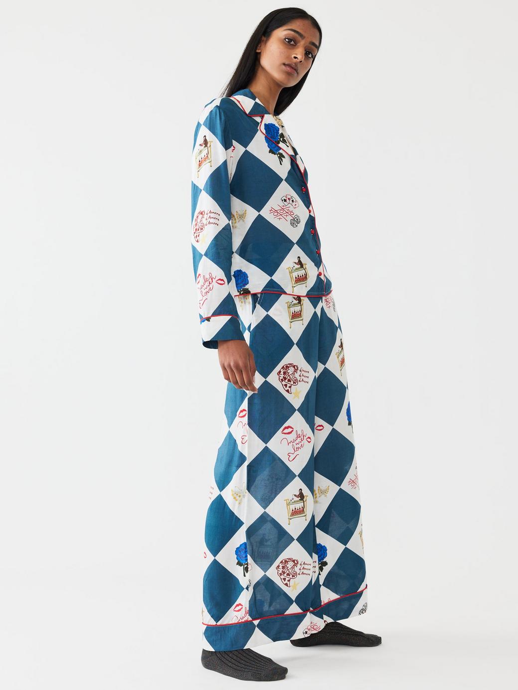 PJ Party Set - Navy Love & Party Check