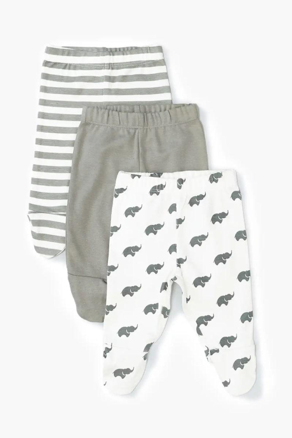 3-Pack Footed Baby Pants - Grey - FINAL SALE