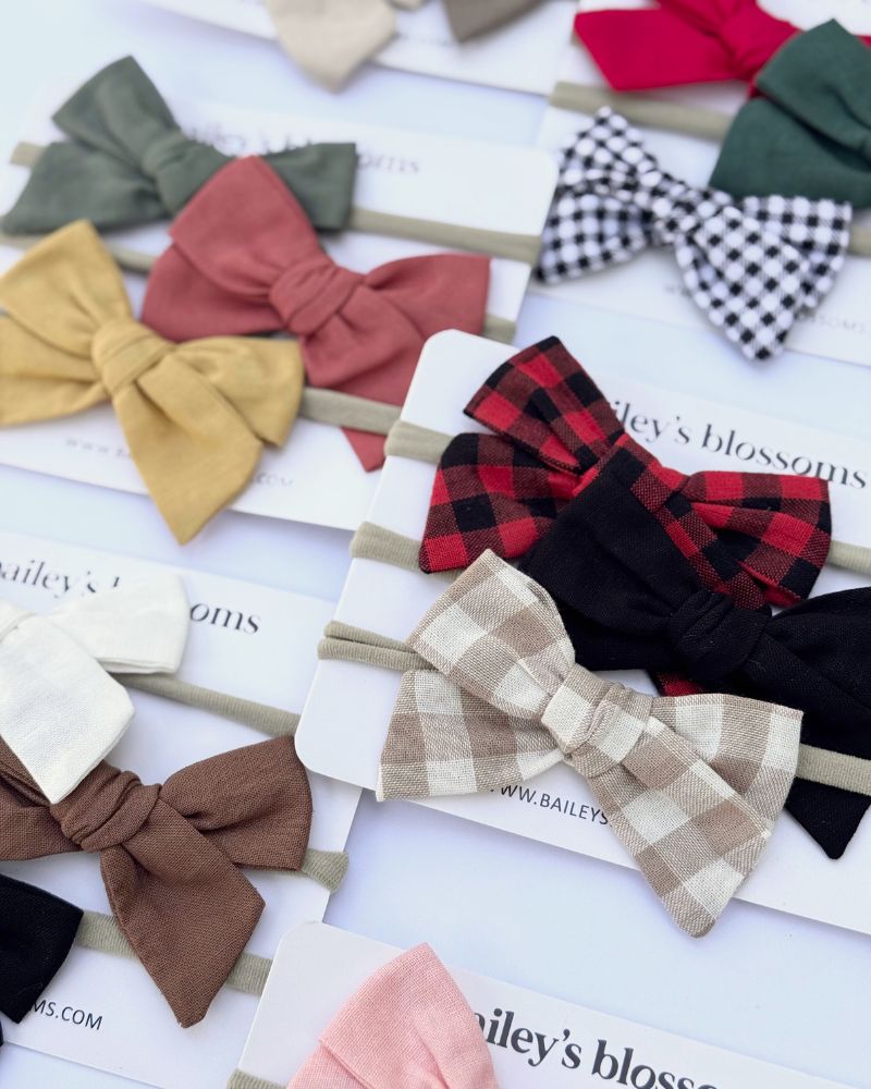 3-piece Linen Cotton Nylon Headband Set - Neutrals