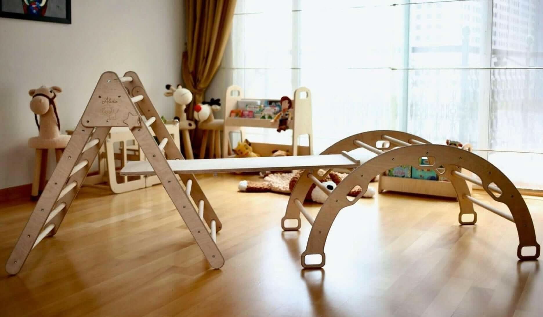 Climbing Triangle, Arch Rocker, Pillow, and 2in1 Ramp / 4 Pieces Set