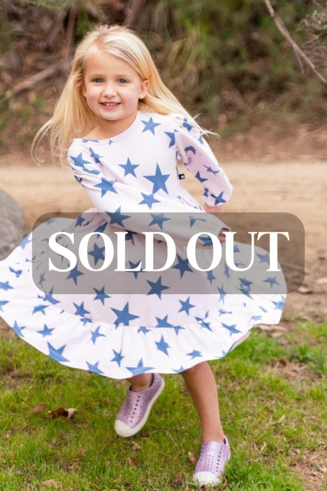 3 Tier Sweater Dress - Navy Stars - Terry