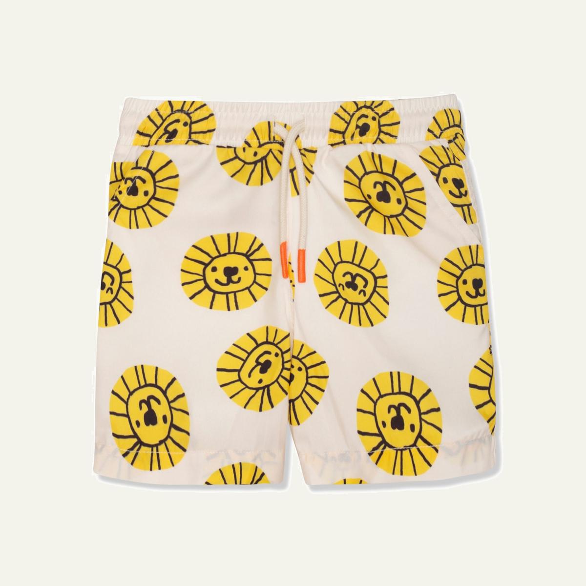 Seaqual Recycled Polyester Lion Baby Swim Trunks - Natural/cyber Yellow