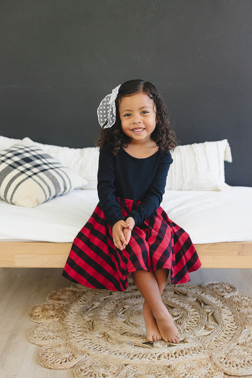 Red & Black Check Twirl Dress (Black Bodice) Dress doodle & jack