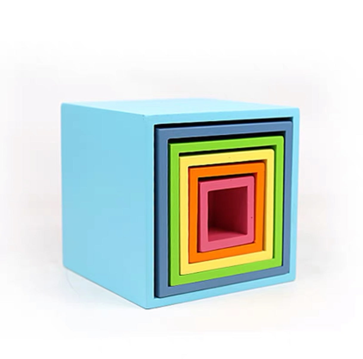 **Pre-order (Ships in 2-3 Weeks)**6-Piece Basswood Wooden Pastel Nesting Box Set | Painted & Hand-Stained Finishes | Montessori Stacking Toy