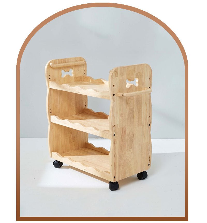 Mesasilla Solid Wood Trolley with 3 Tiers and Lockable Casters MesaSilla USA