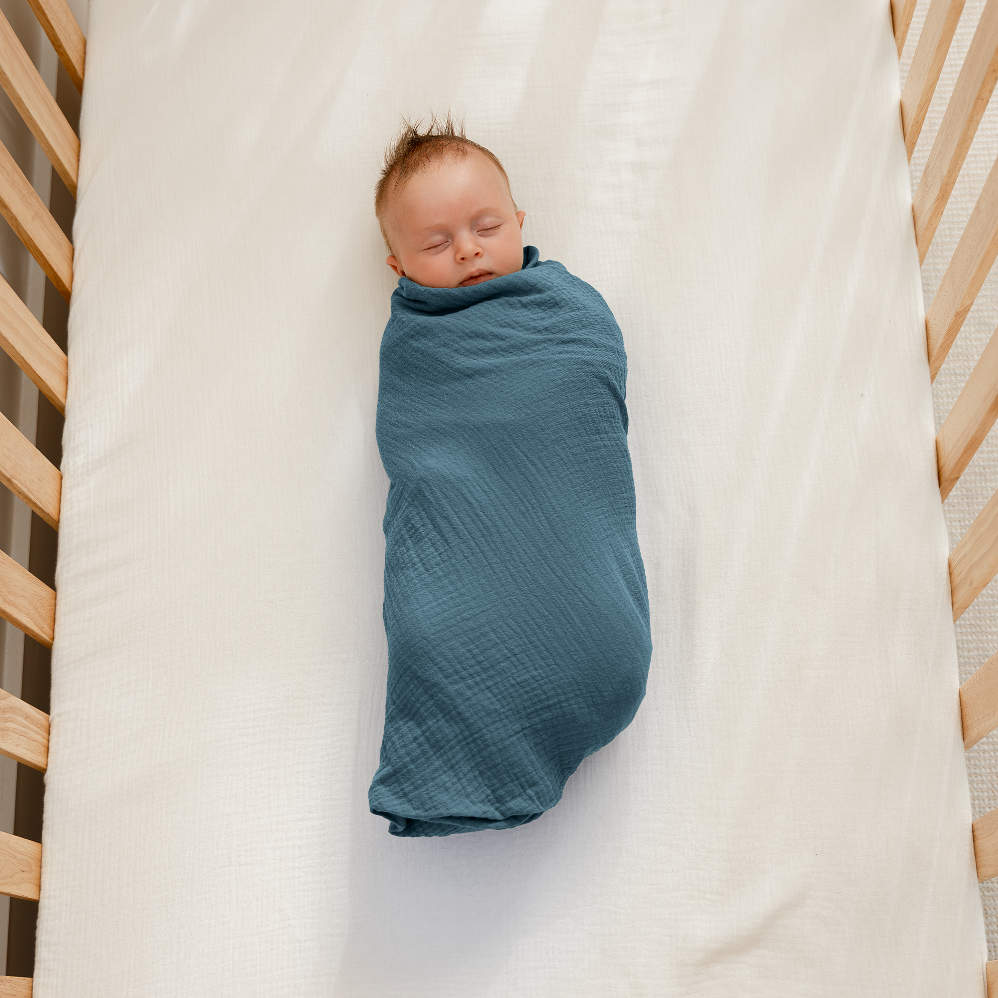 Muslin Swaddle Blankets, 42” x 42” (Neptune, Pacific Blue, Fern, Pack of 3)