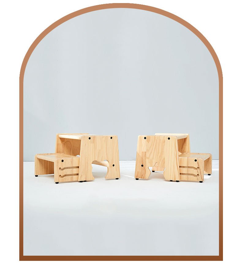 Mesasilla 2 Step Stool - Lightweight & Sturdy with Anti-Slip, Animal-Shaped Cutouts - Solid Wood Construction MesaSilla USA