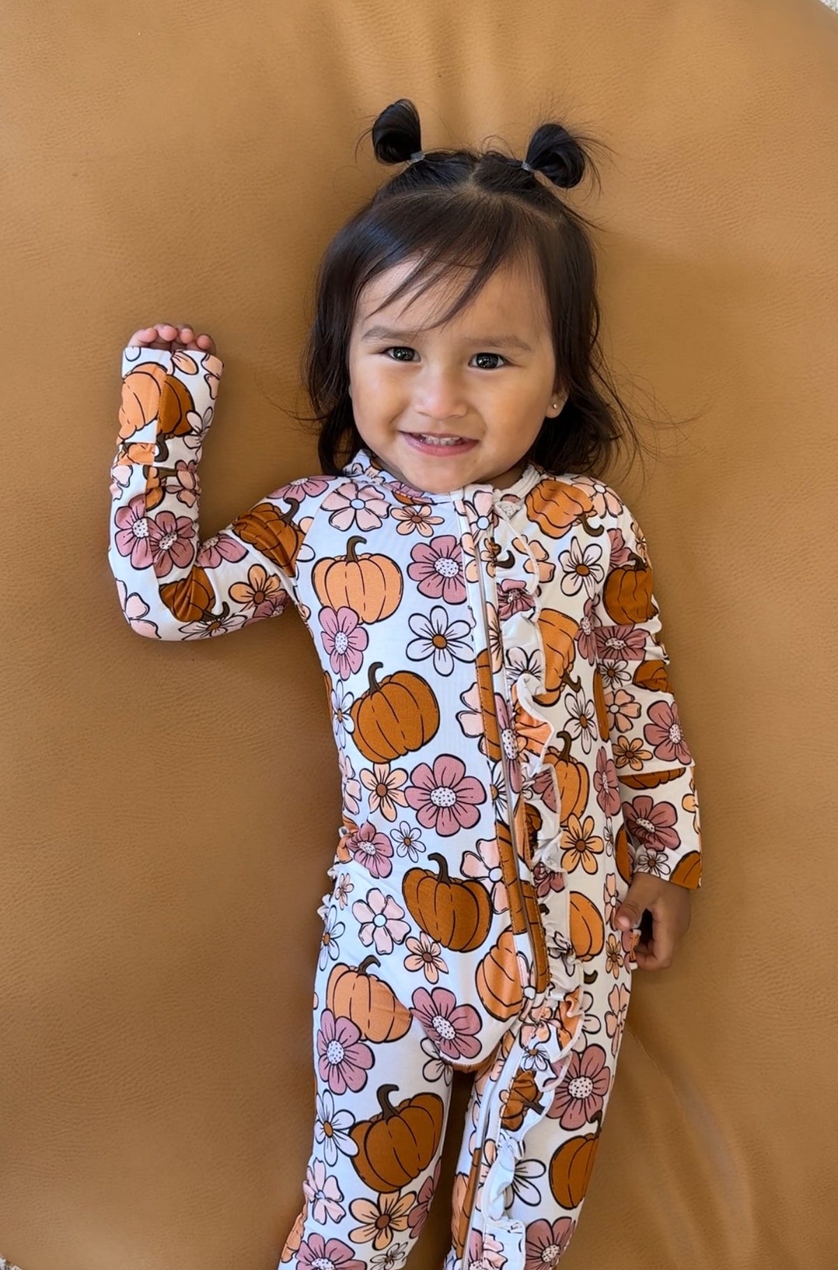 Autumn Floral Ruffle Bamboo Zippy