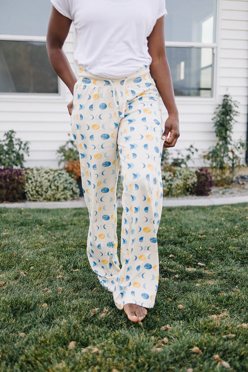 Organic Cotton Adult Lounge Pants - Moon Phases