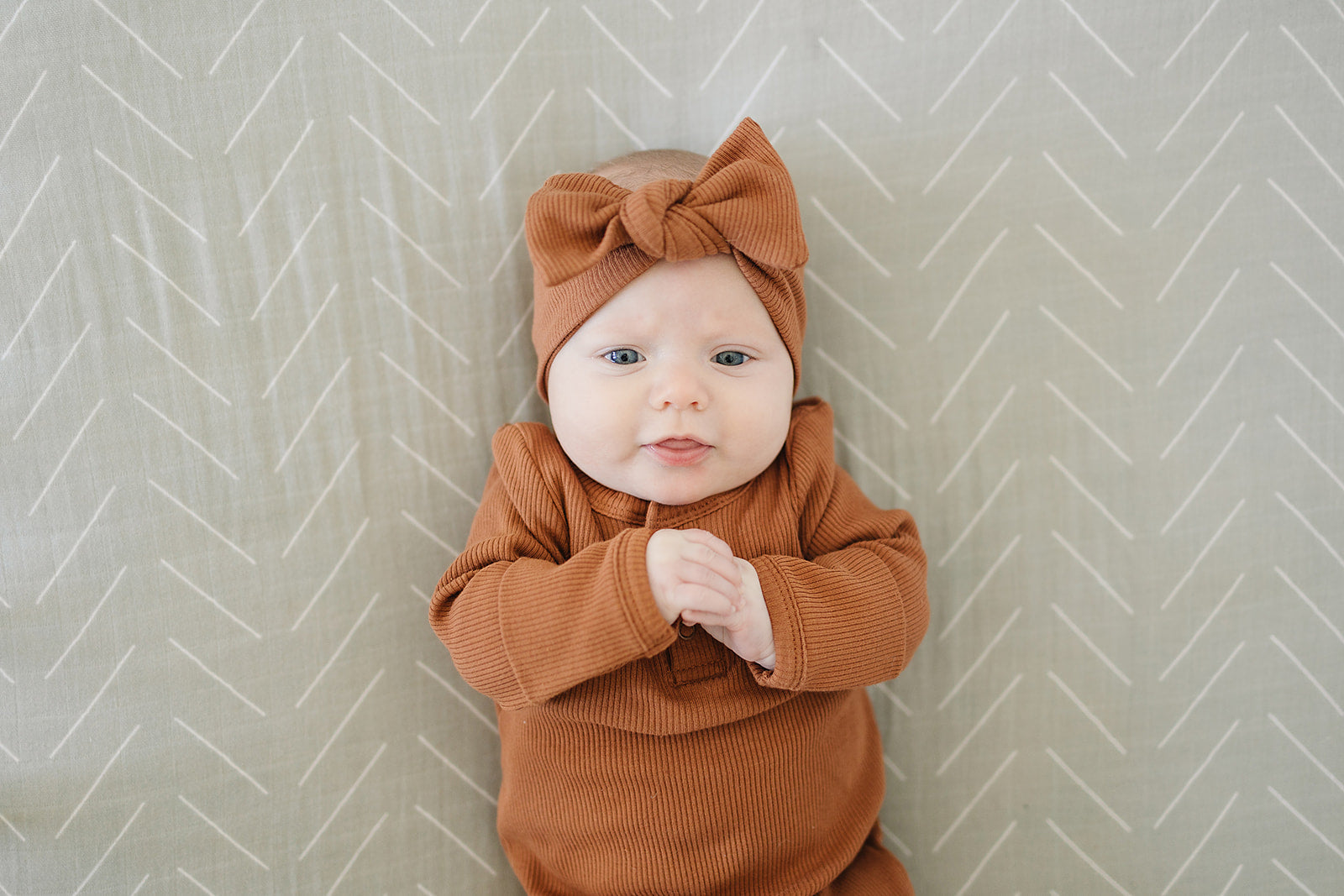 Rust Organic Cotton Ribbed Head Wrap Mebie Baby