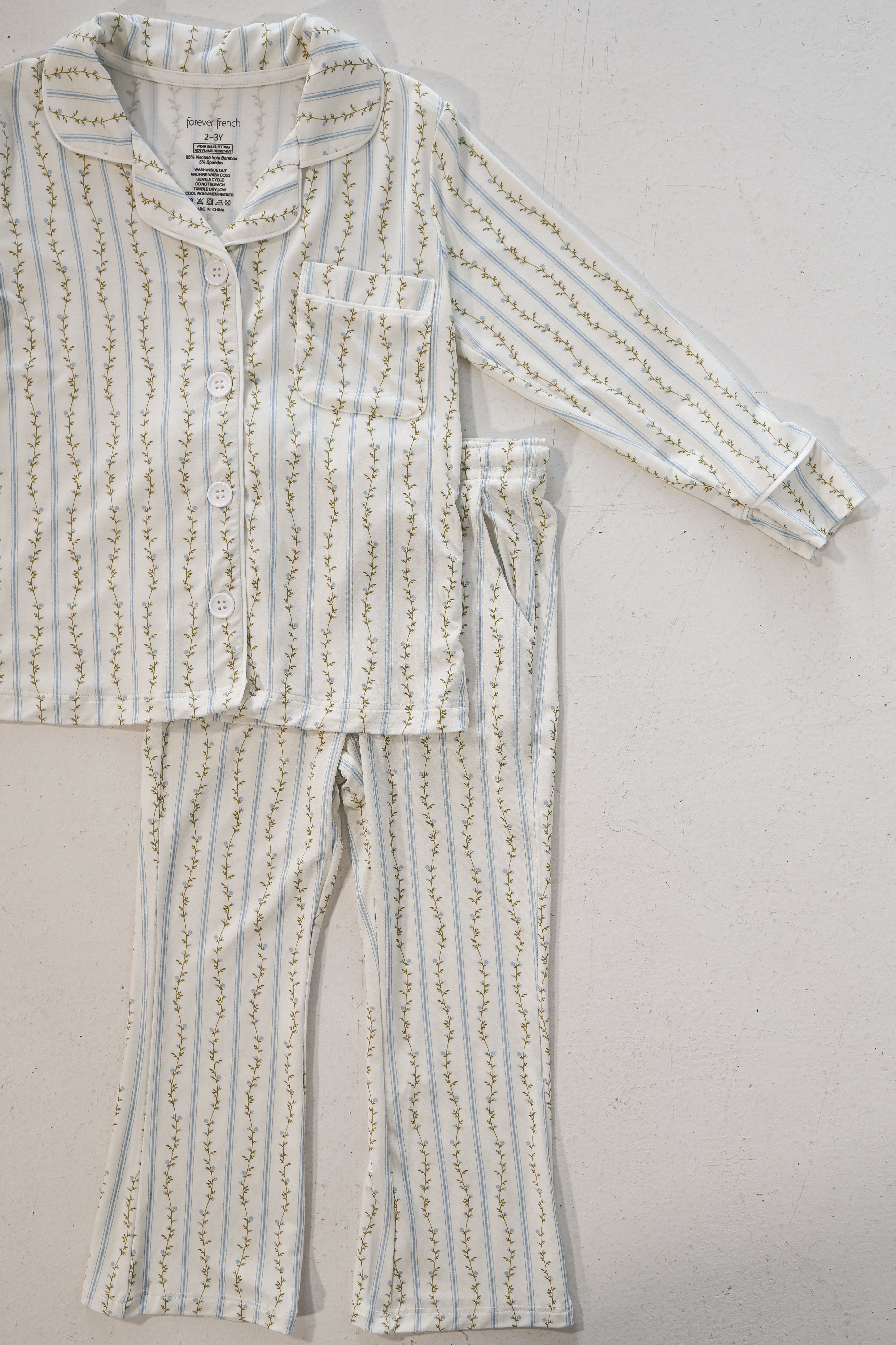 Girl’s Bamboo Button Up Lounge Set | Dainty Vines