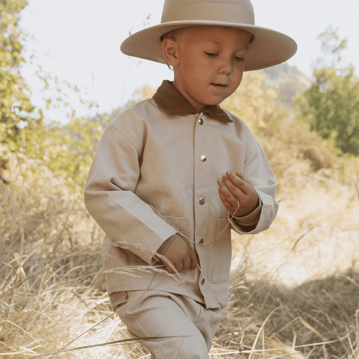 Organic Twill Button Jacket - Oat