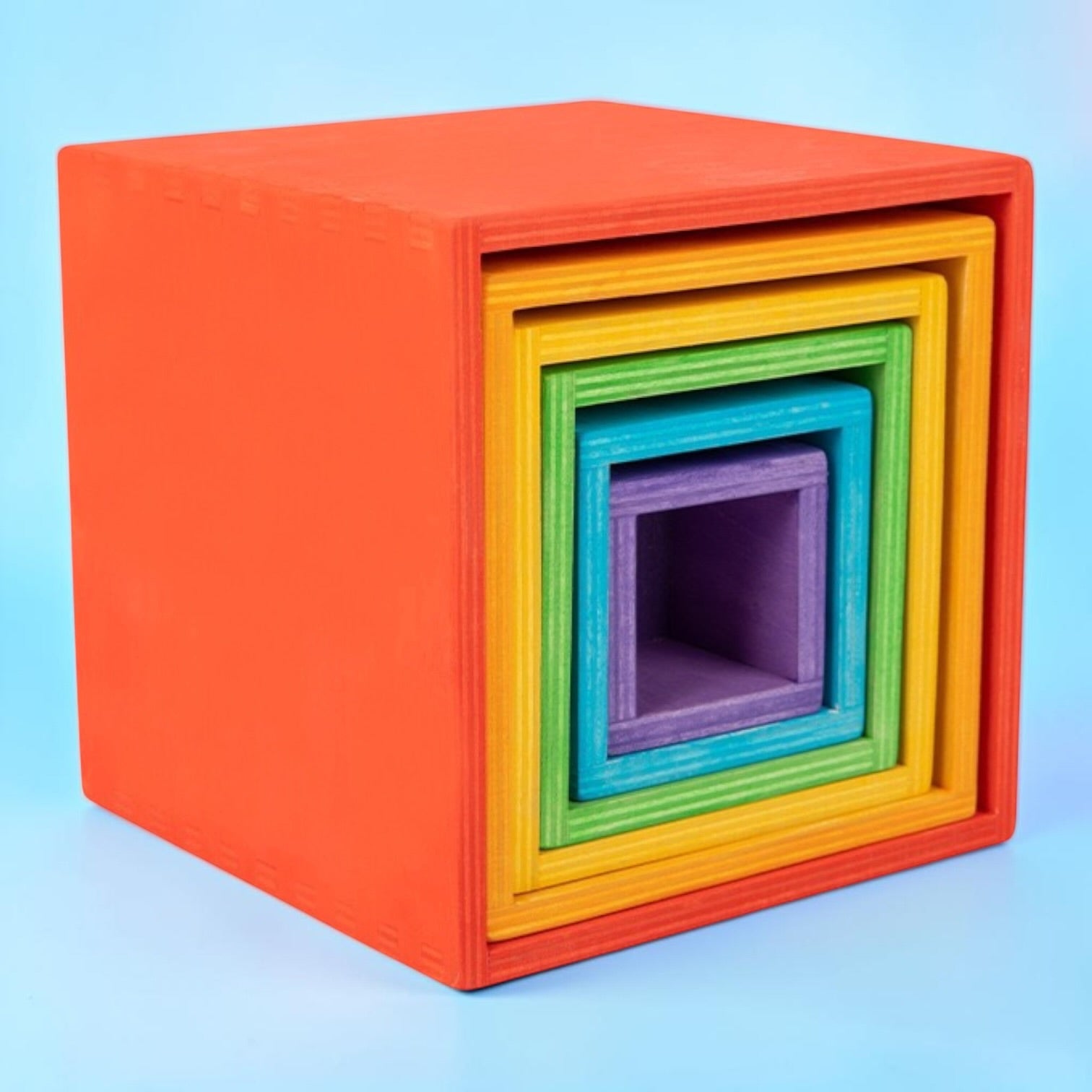 **Pre-order (Ships in 2-3 Weeks)**6-Piece Basswood Wooden Rainbow Nesting Box Set | Painted & Hand-Stained Finishes | Montessori Stacking Toy