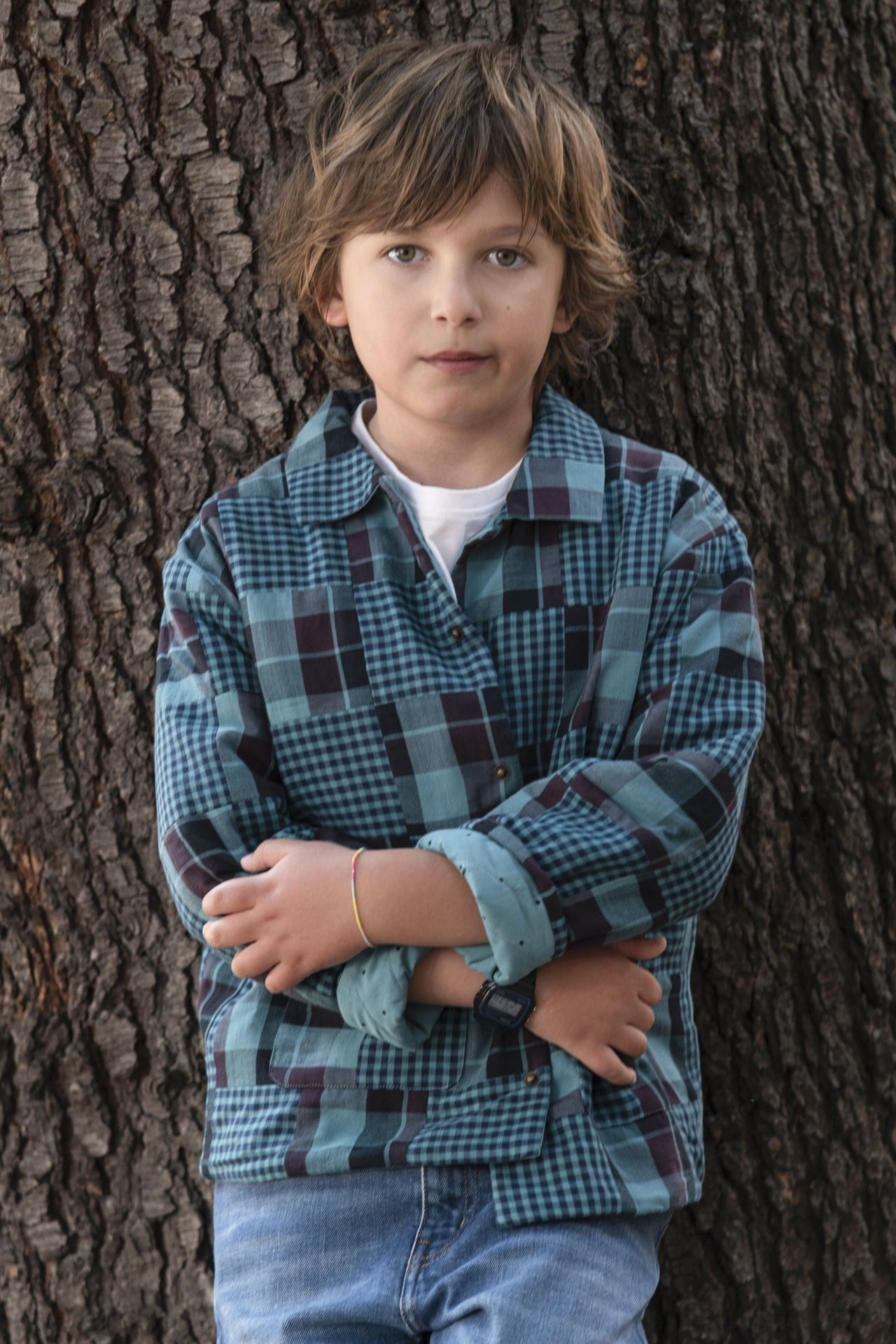 Reversible Kids Worker Jacket - Emerald Patchwork