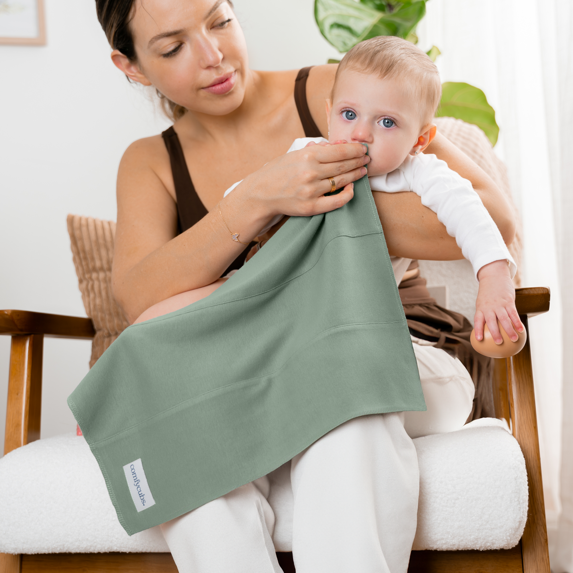 Cotton Burp Cloths in Fern