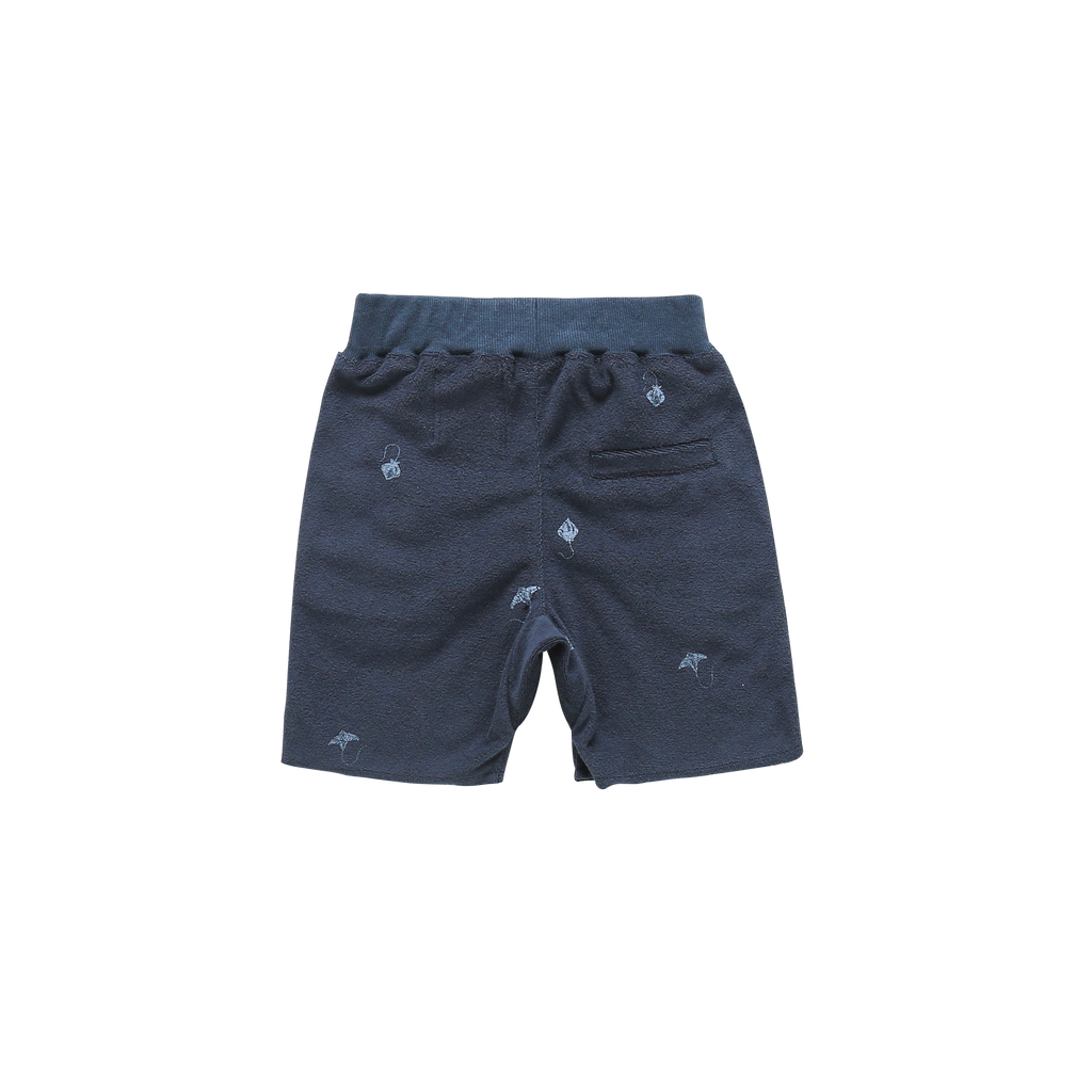 Terry Shorts with Print - Navy