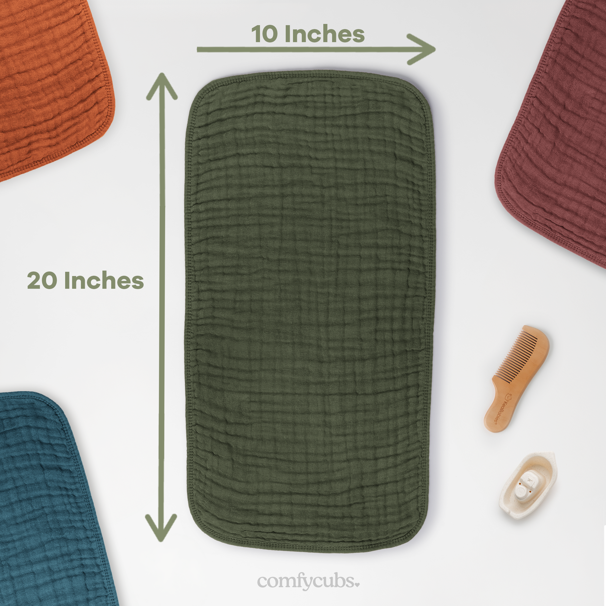 Muslin Burp Cloths in Kelp