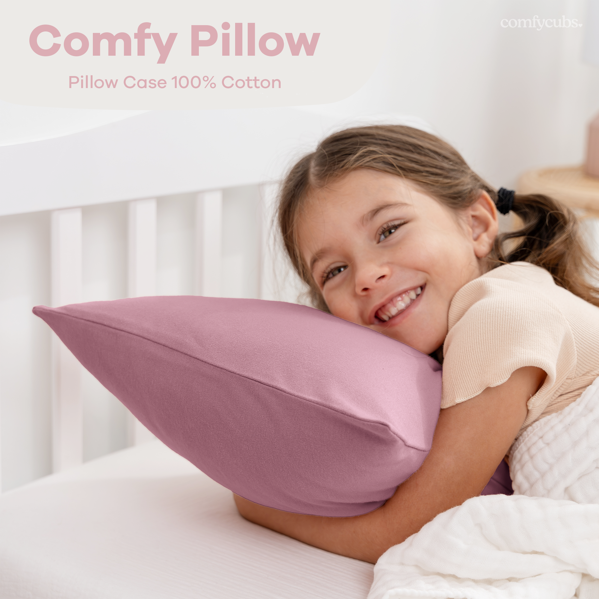 Toddler Pillows with Soft Cotton Pillow Case in Mauve