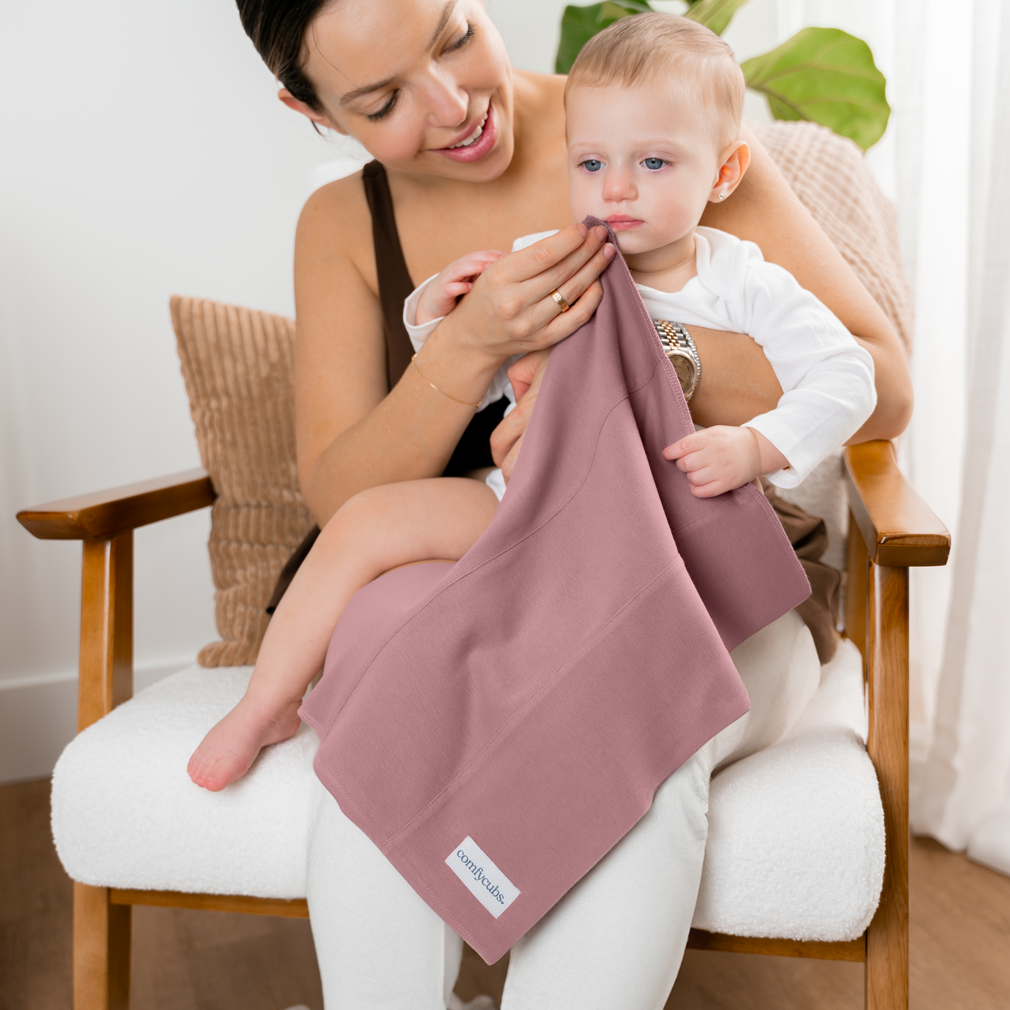 Cotton Burp Cloths in Mauve