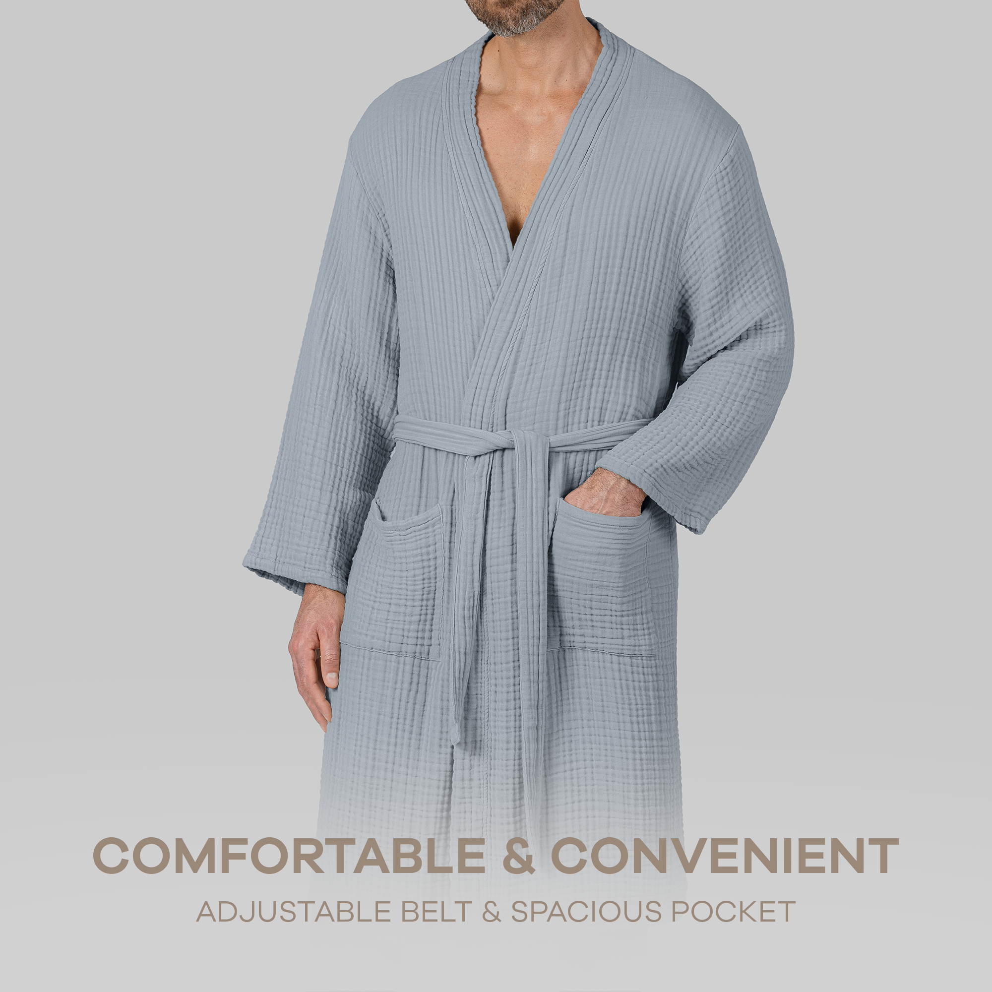 Muslin Bathrobe in Pacific Blue