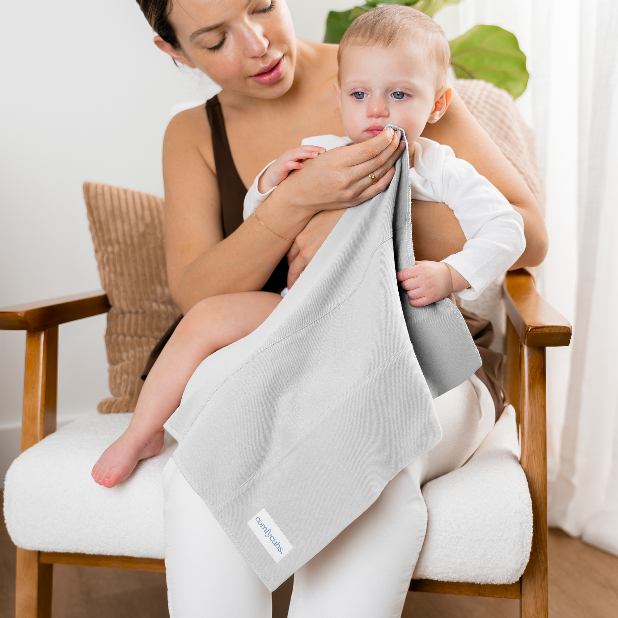 Cotton Burp Cloths in Stone