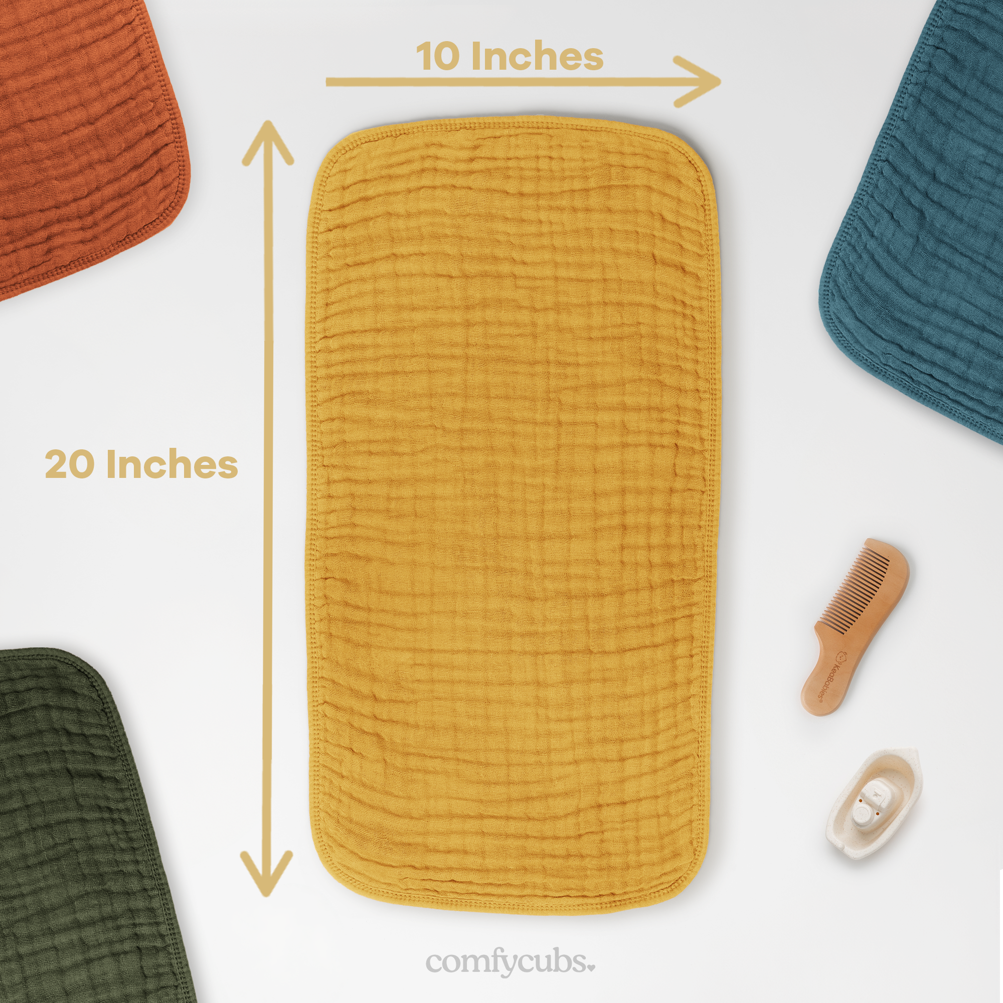 Muslin Burp Cloths by Comfy Cubs - Turmeric