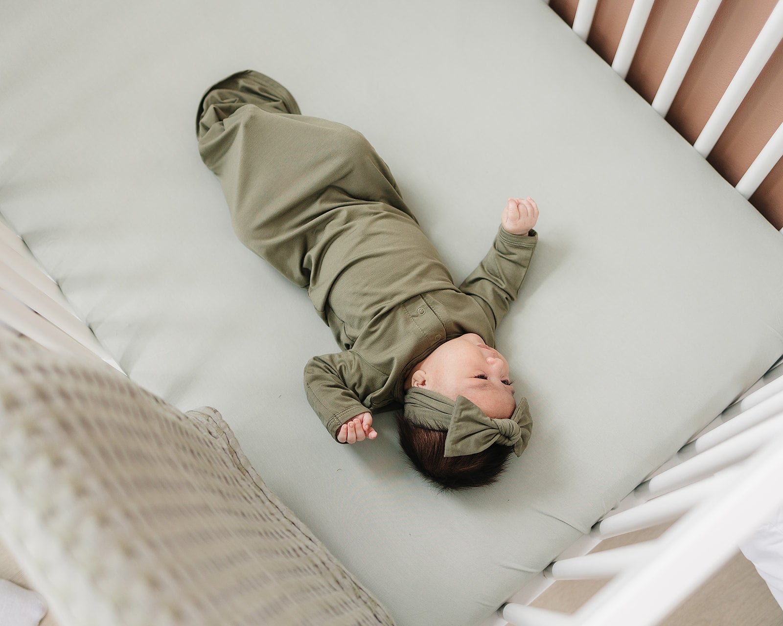Sage Bamboo Stretch Crib Sheet Mebie Baby