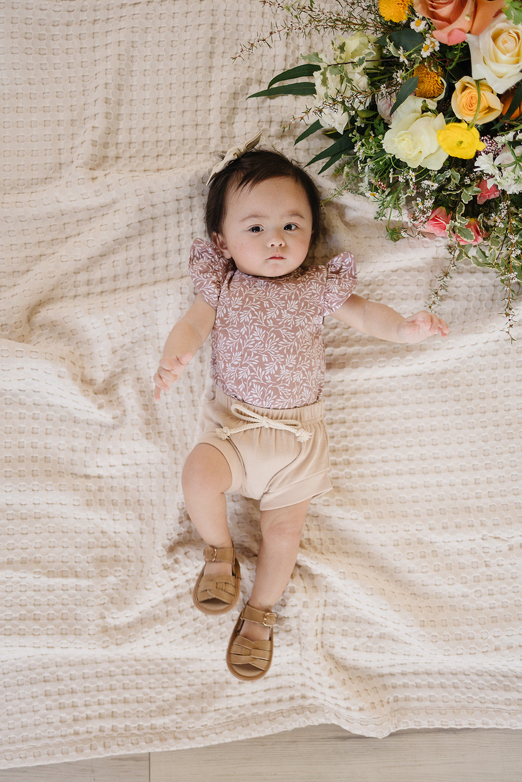 Dusty Vines Ruffle Sleeve Bodysuit Mebie Baby