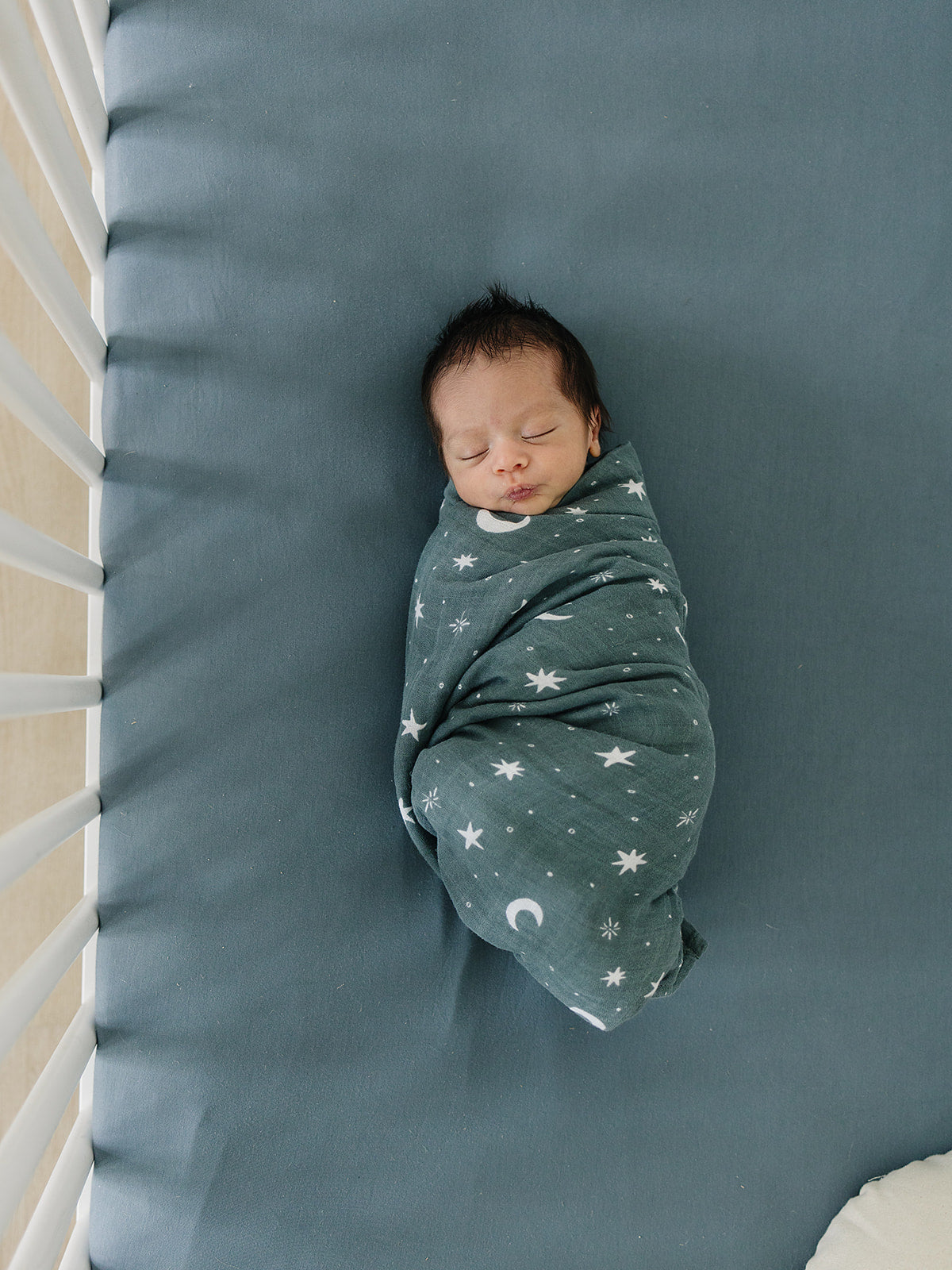 Dusty Blue Bamboo Stretch Crib Sheet Mebie Baby