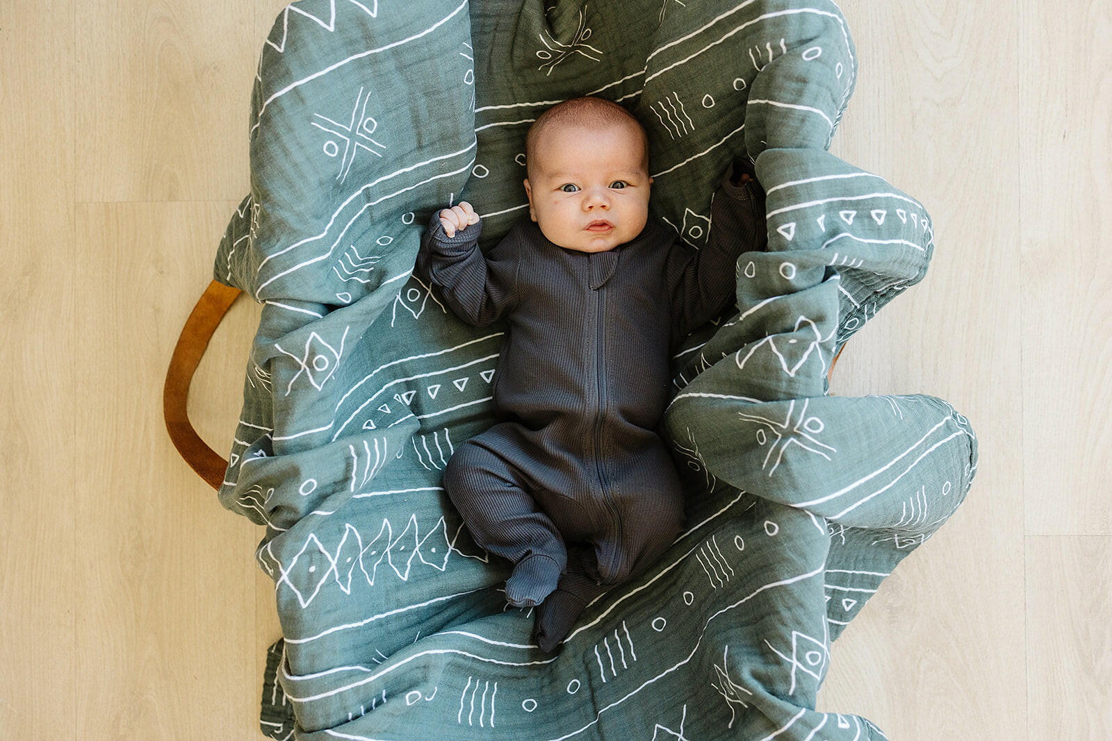 Charcoal Organic Cotton Ribbed Zipper  Mebie Baby