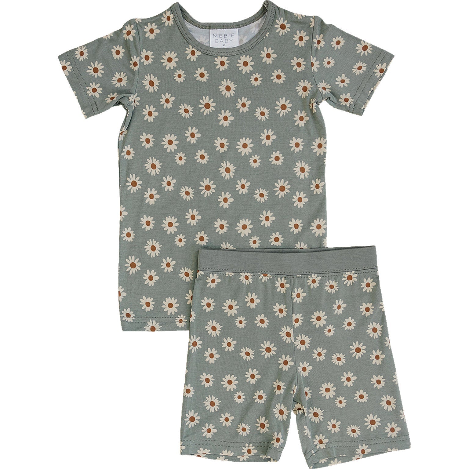 Light Green Daisy Bamboo Cozy Short Set Mebie Baby