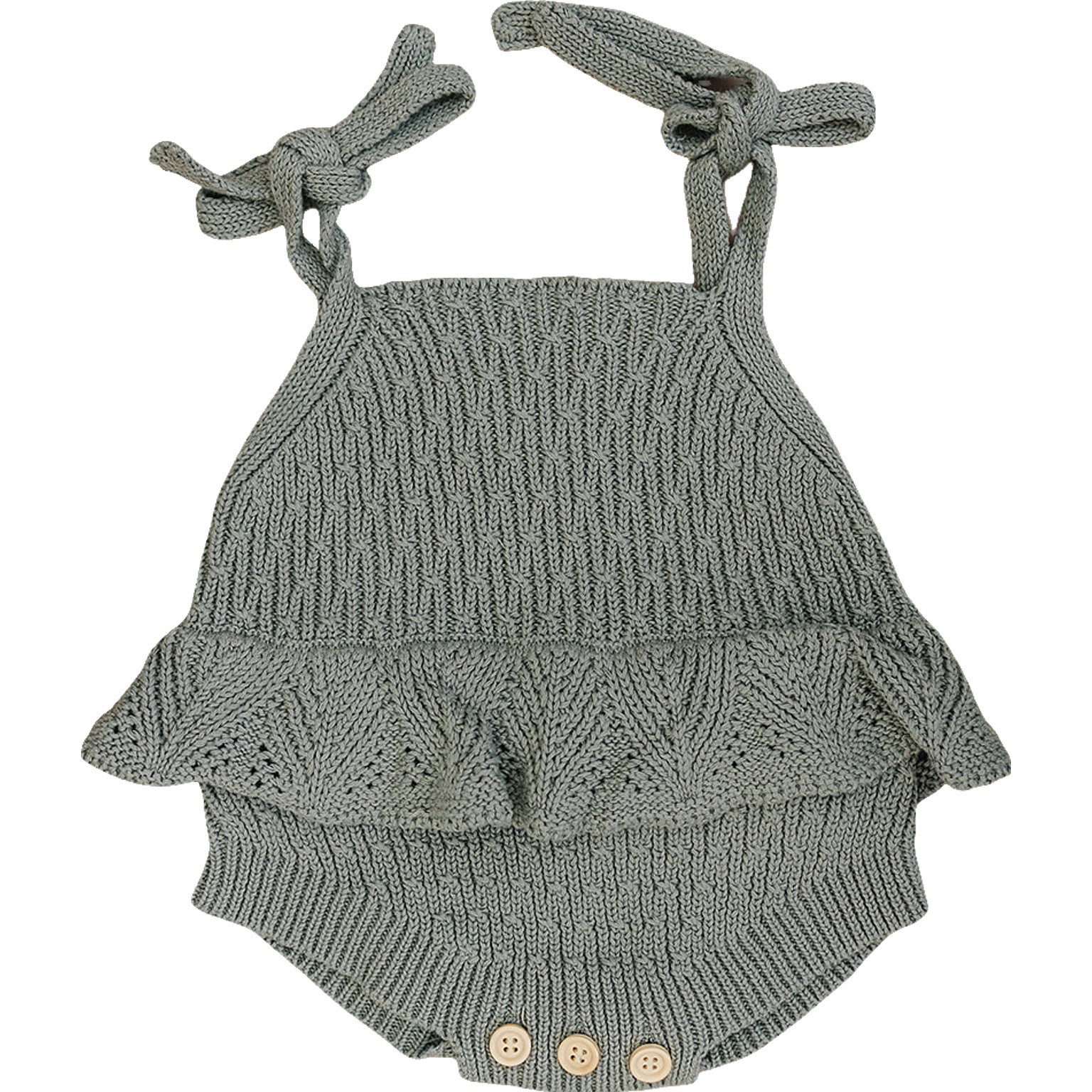 Sage Ruffle Knit Bubble Romper Mebie Baby