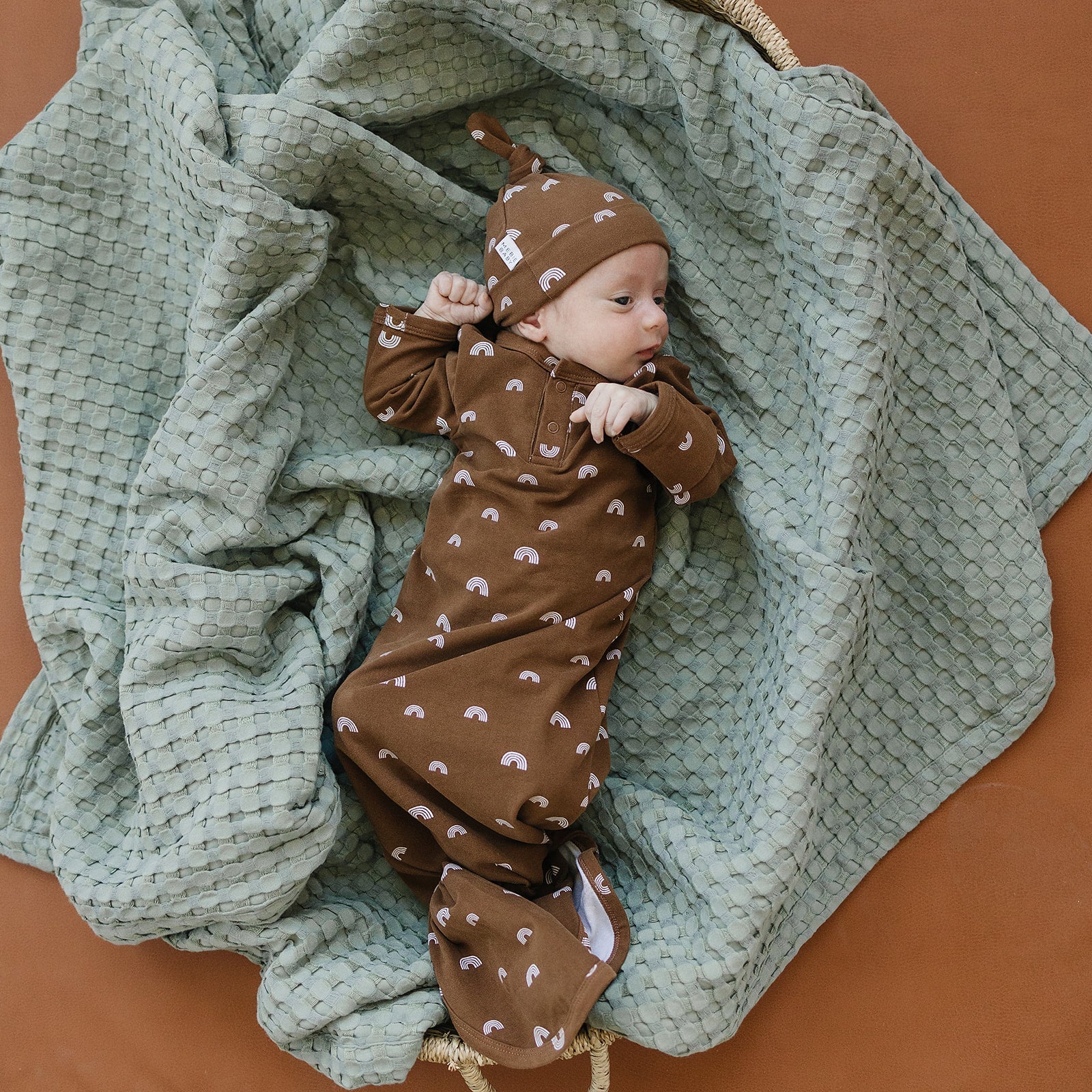Rust Rainbow Newborn Knot Hat Mebie Baby