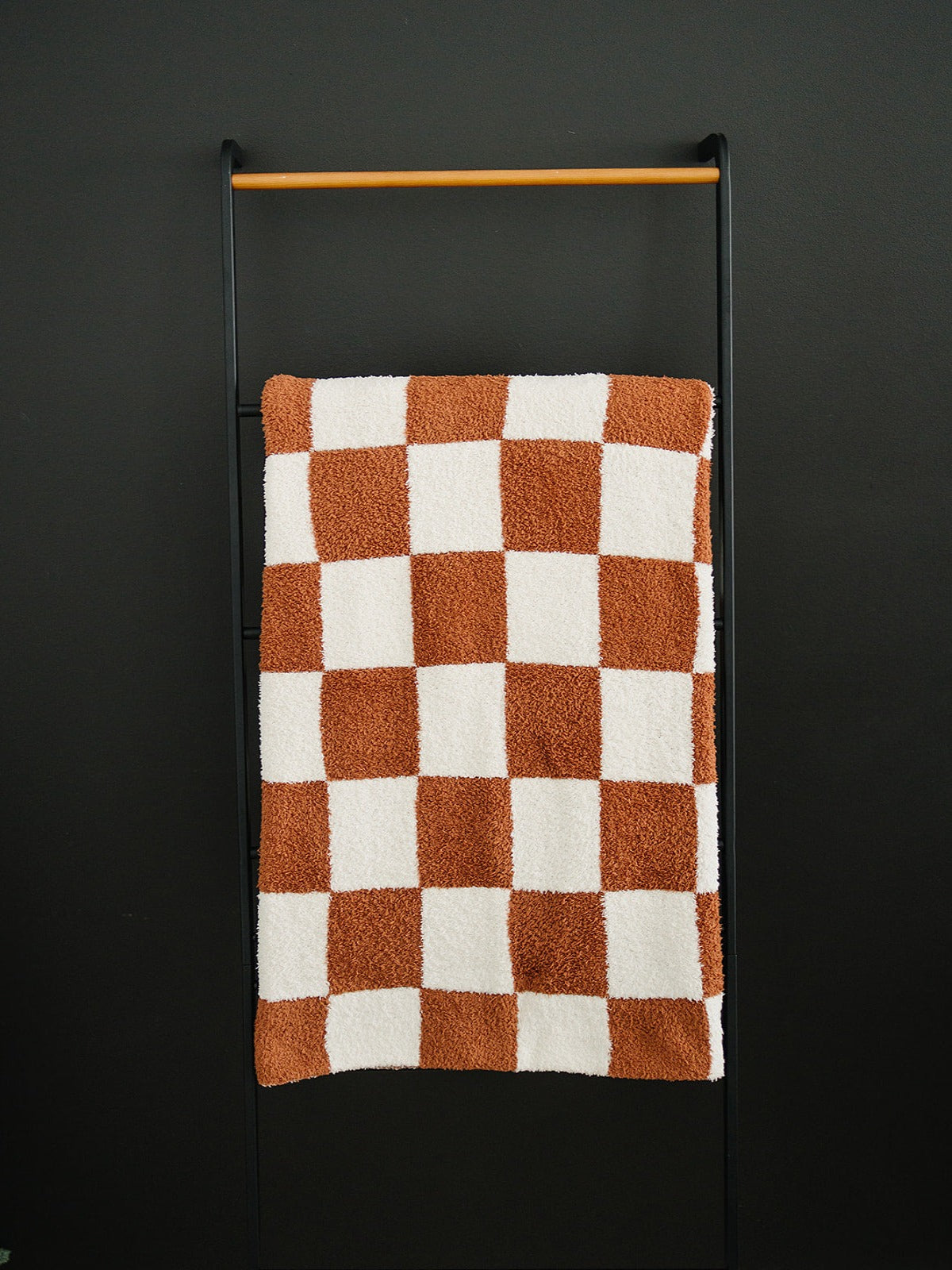 Rust Checkered Plush Blanket  Mebie Baby