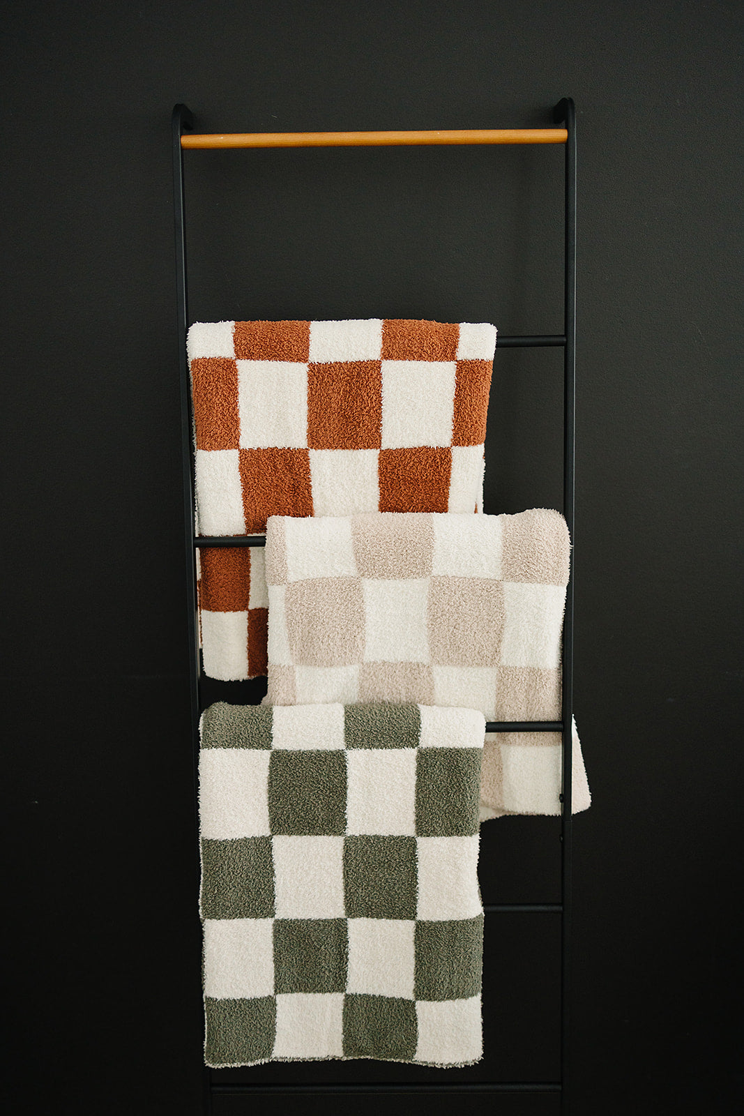 Rust Checkered Plush Blanket Mebie Baby