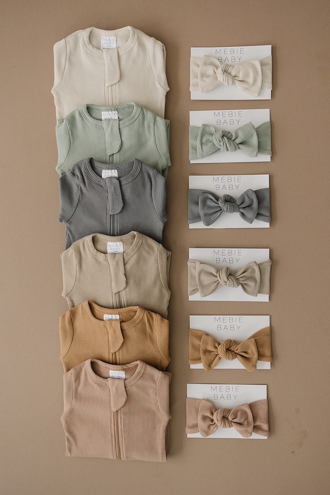 Oatmeal Organic Cotton Ribbed Zipper Mebie Baby