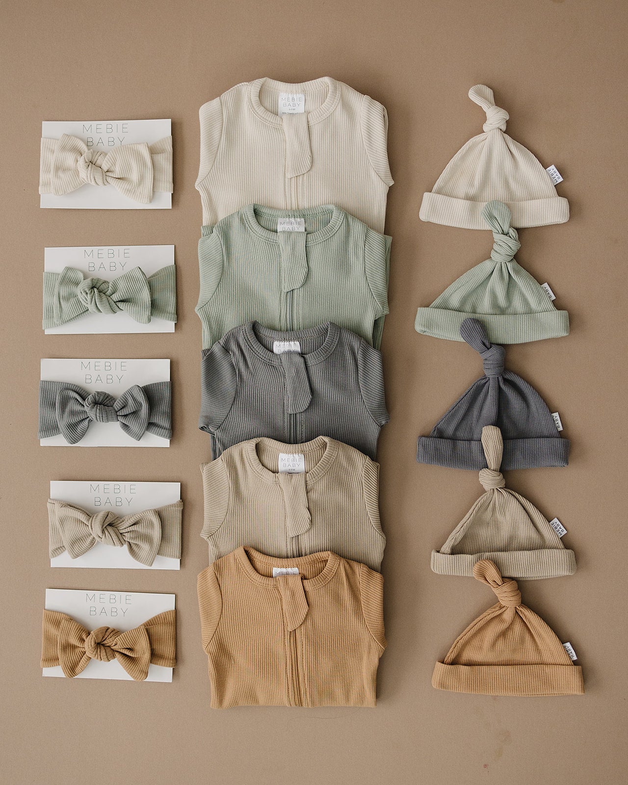 Oatmeal Organic Cotton Ribbed Snap Mebie Baby