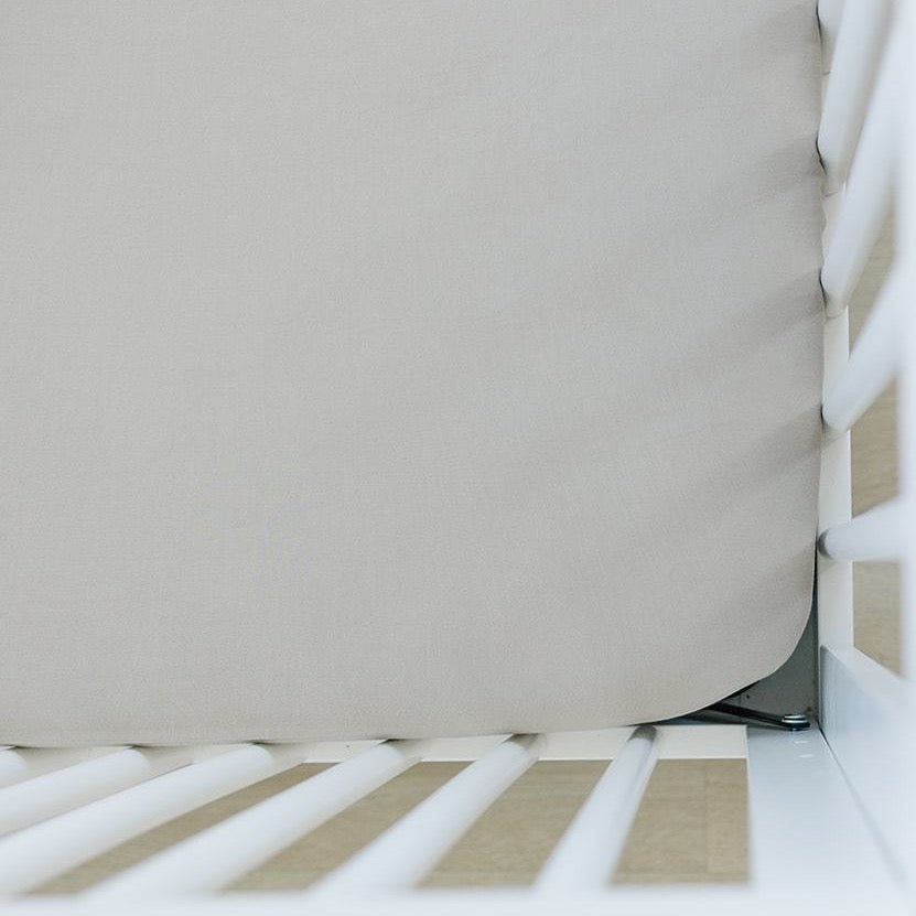 Oatmeal Bamboo Stretch Crib Sheet Mebie Baby