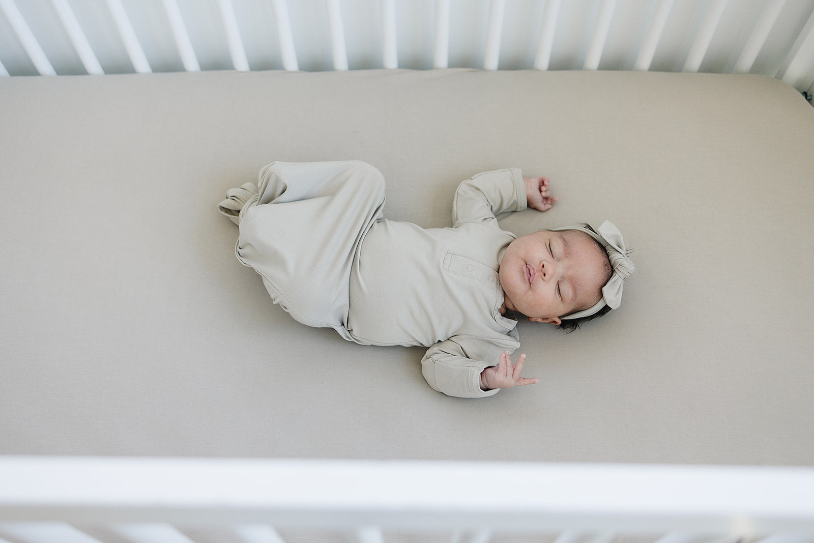Oatmeal Bamboo Stretch Crib Sheet Mebie Baby