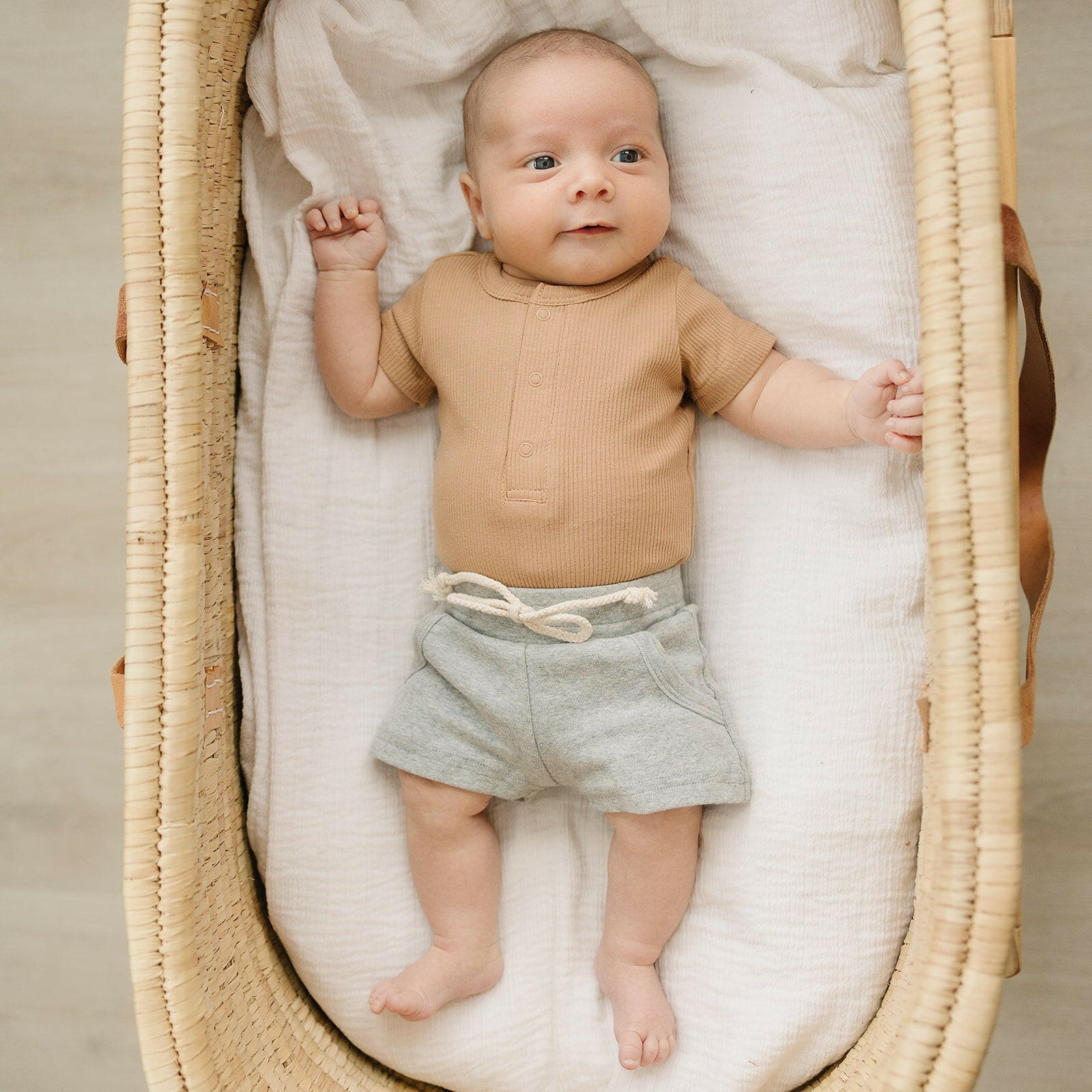 Cafe Organic Cotton Ribbed Snap Bodysuit Mebie Baby